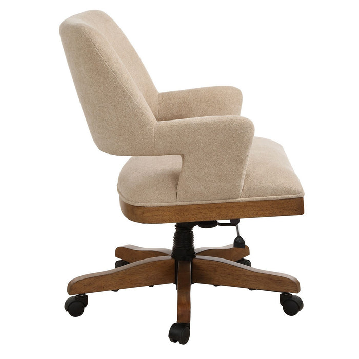 Uttermost 23538 Desk Chair, Pecan Stained Solid Wood