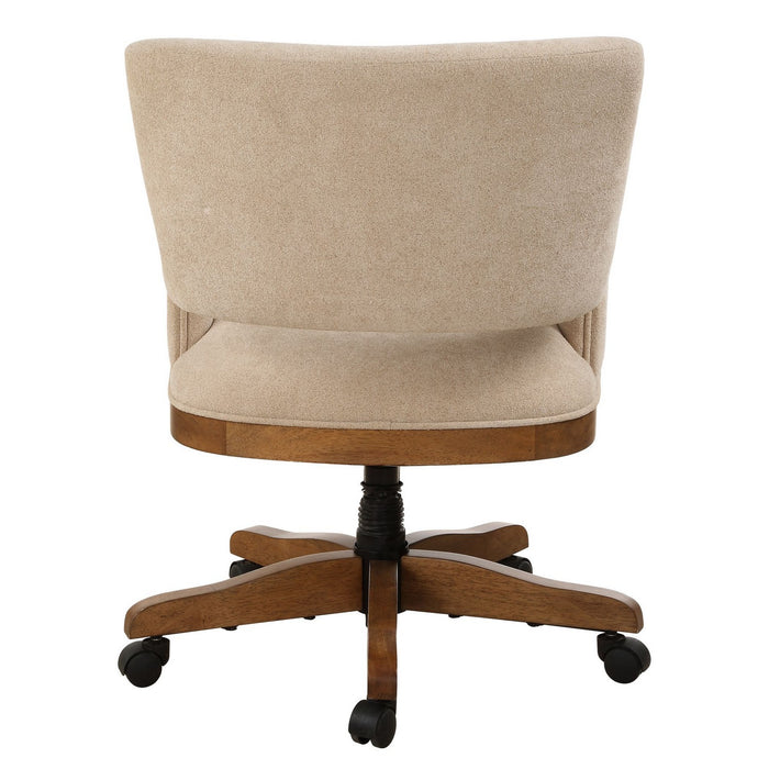 Uttermost 23538 Desk Chair, Pecan Stained Solid Wood