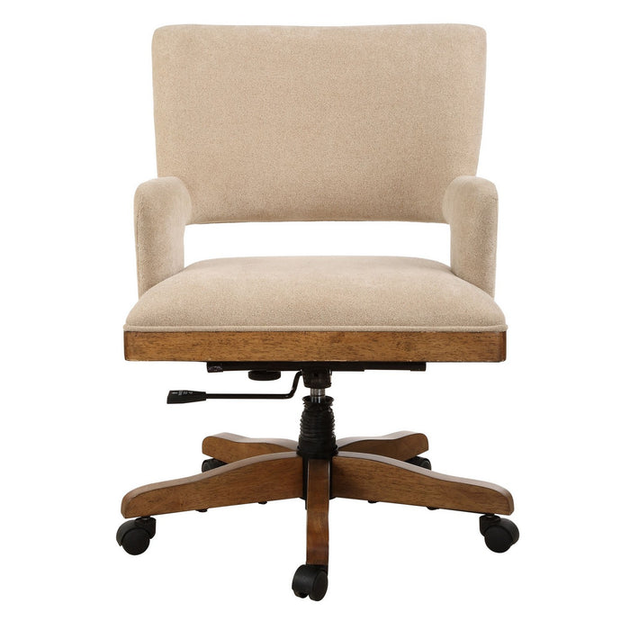 Uttermost 23538 Desk Chair, Pecan Stained Solid Wood