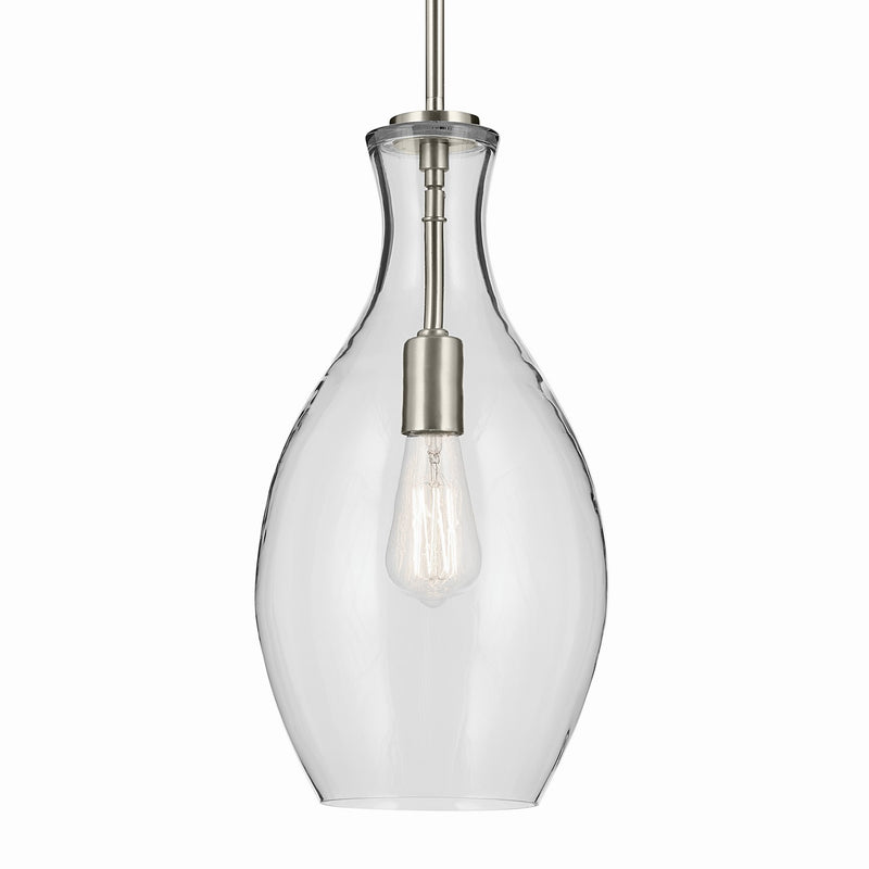 Kichler 42047NI One Light Pendant, Brushed Nickel