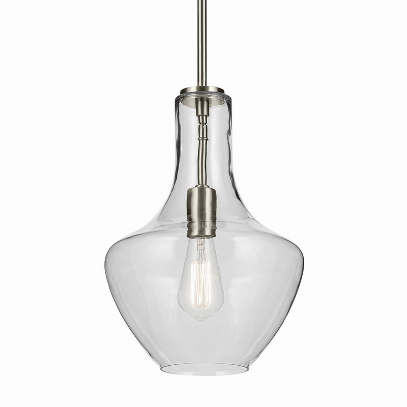 Kichler 42141NI One Light Pendant, Brushed Nickel