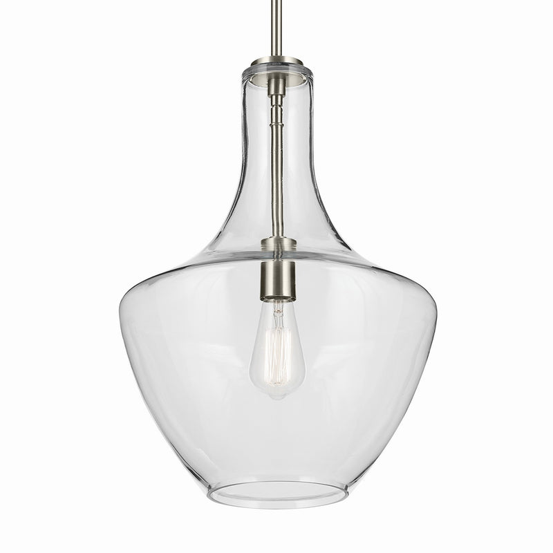 Kichler 42046NI One Light Pendant, Brushed Nickel