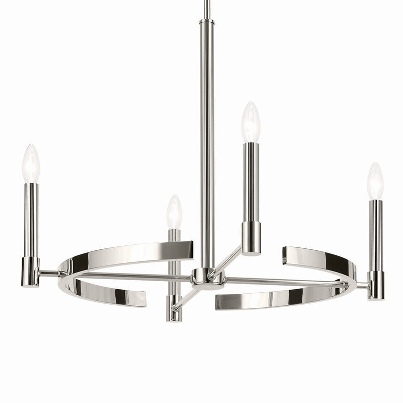 Kichler 52426PN Four Light Chandelier, Polished Nickel