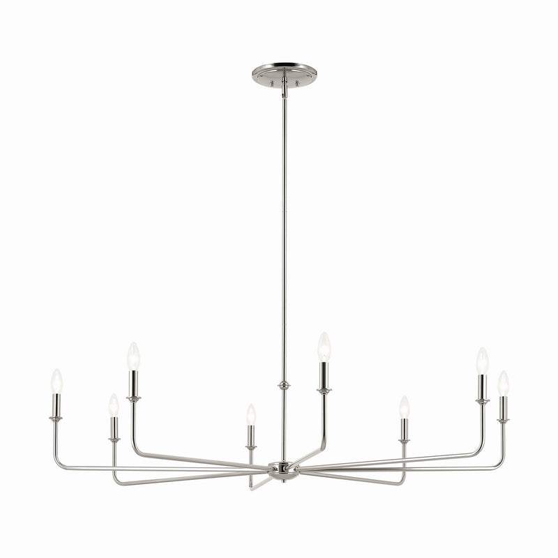 Kichler 52521PN Eight Light Chandelier, Polished Nickel