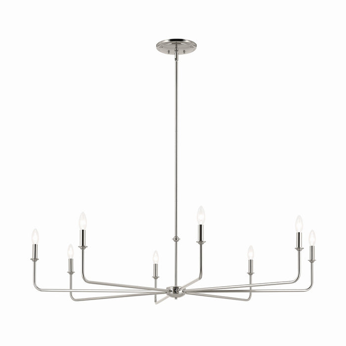 Kichler 52521PN Eight Light Chandelier, Polished Nickel