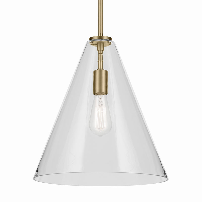 Kichler 42200NBR One Light Pendant, Natural Brass