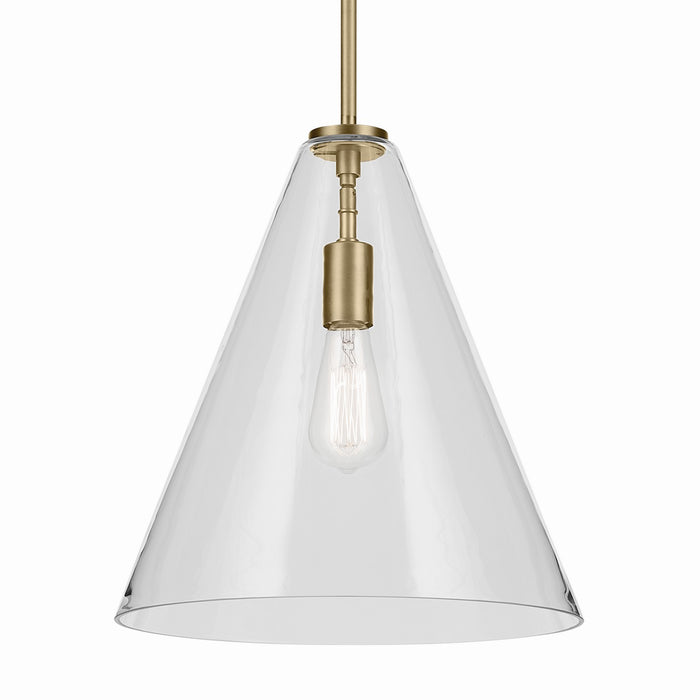 Kichler 42200NBR One Light Pendant, Natural Brass