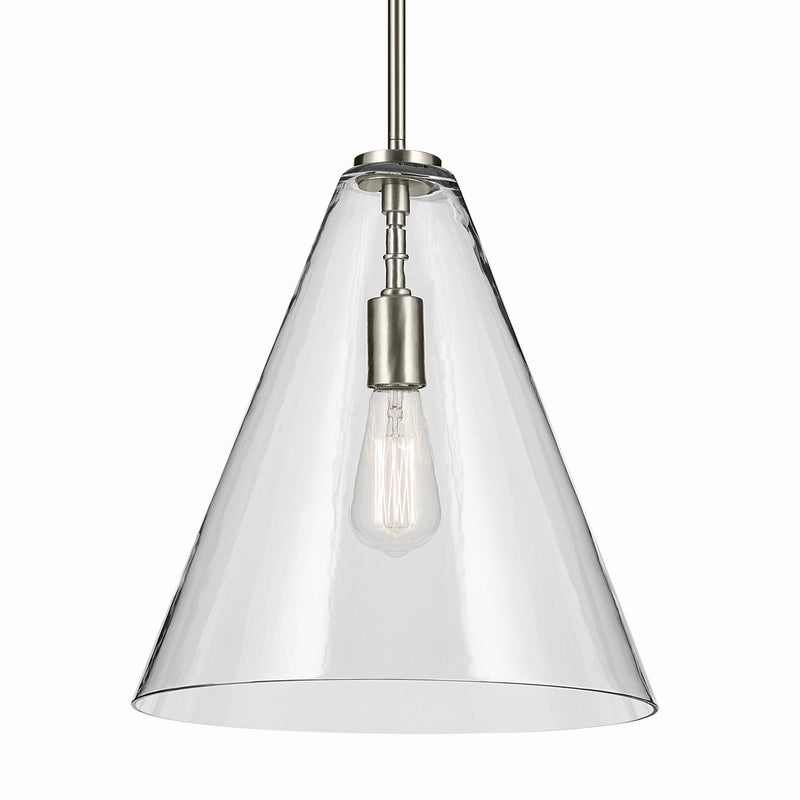 Kichler 42200NI One Light Pendant, Brushed Nickel