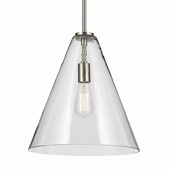 Kichler 42200NI One Light Pendant, Brushed Nickel