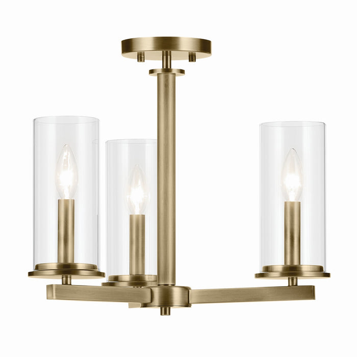 Kichler 43997NBR Three Light Chandelier, Natural Brass