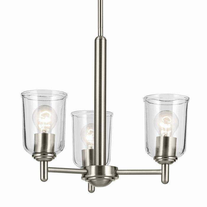 Kichler 43670NICLR Three Light Mini Chandelier, Brushed Nickel
