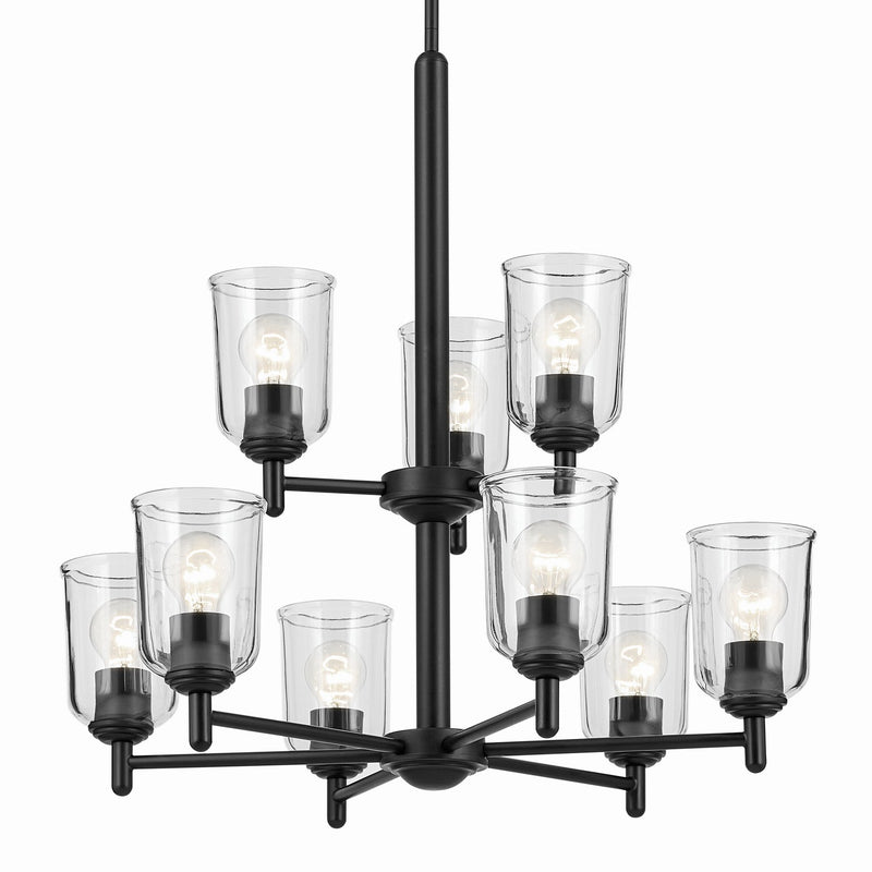 Kichler 43672BKCLR Nine Light Chandelier, Black