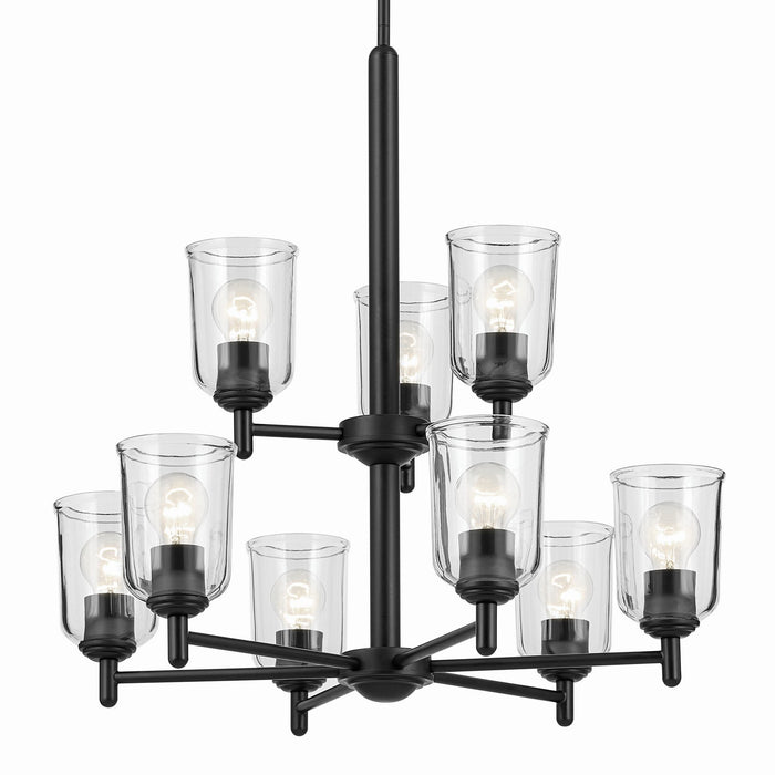 Kichler 43672BKCLR Nine Light Chandelier, Black