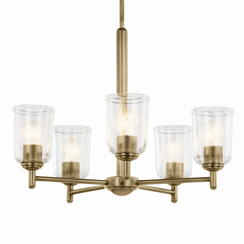 Kichler 43671NBRCLR Five Light Chandelier, Natural Brass
