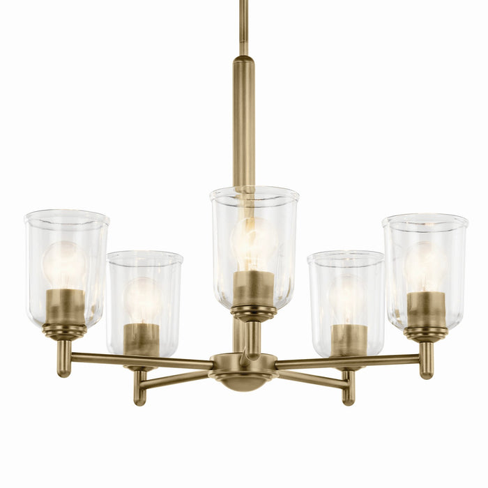 Kichler 43671NBRCLR Five Light Chandelier, Natural Brass