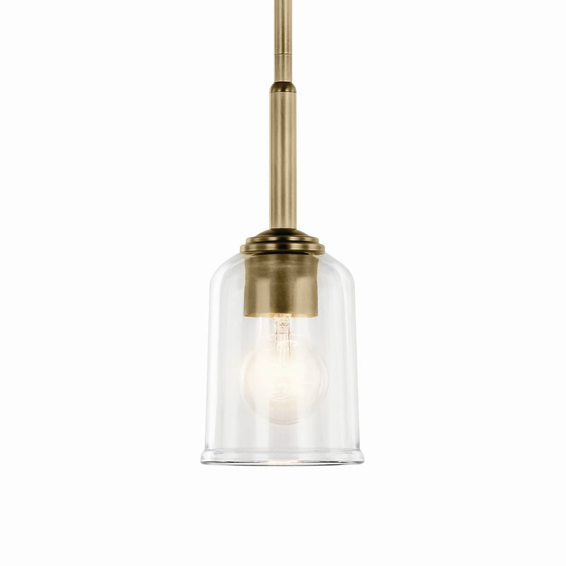 Kichler 43674NBRCLR One Light Mini Pendant, Natural Brass