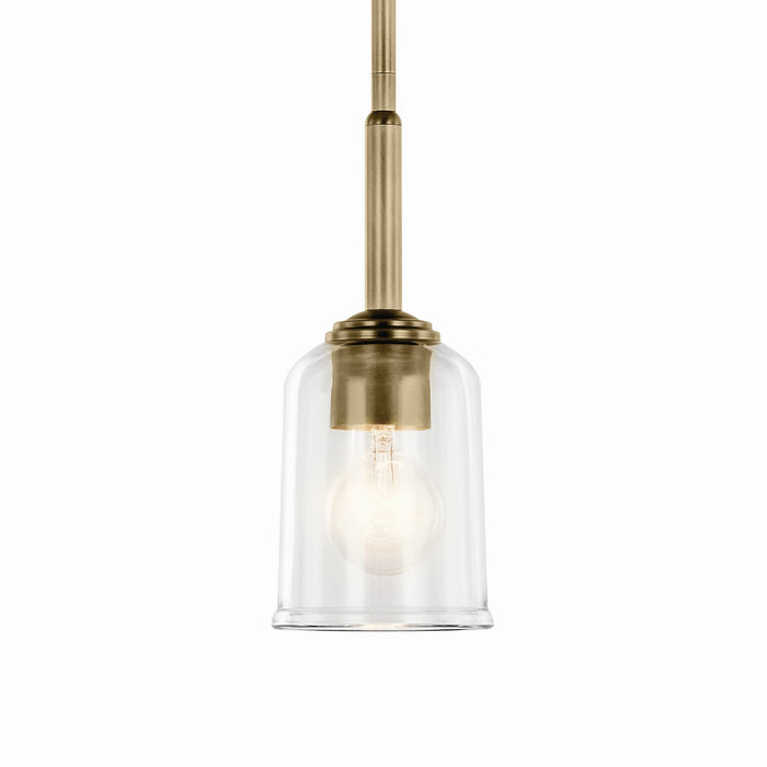 Kichler 43674NBRCLR One Light Mini Pendant, Natural Brass