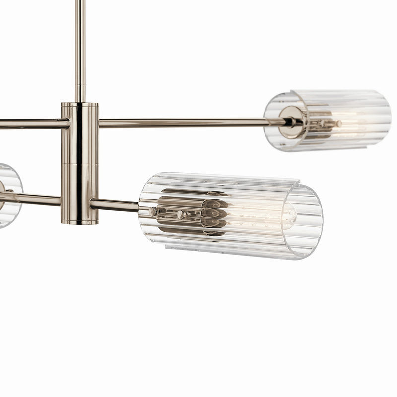 Kichler 52681PN Four Light Linear Chandelier, Polished Nickel