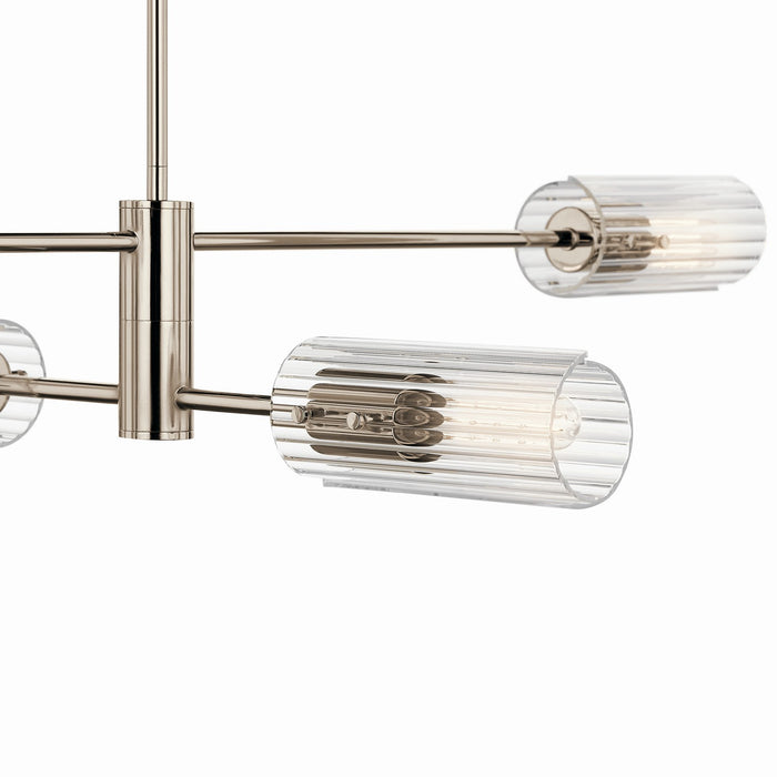 Kichler 52681PN Four Light Linear Chandelier, Polished Nickel