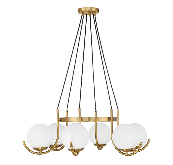 Lighting One E V6-L1-1345-6-322 Six Light Chandelier, Warm Brass
