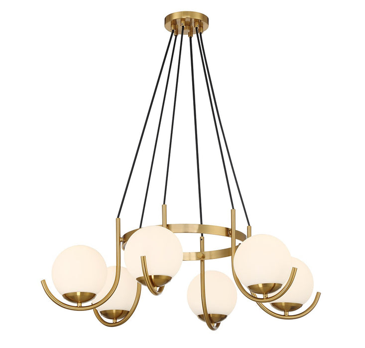 Lighting One E V6-L1-1345-6-322 Six Light Chandelier, Warm Brass