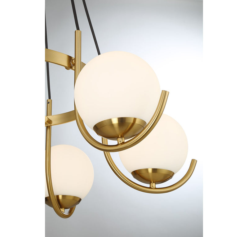 Lighting One E V6-L1-1345-6-322 Six Light Chandelier, Warm Brass