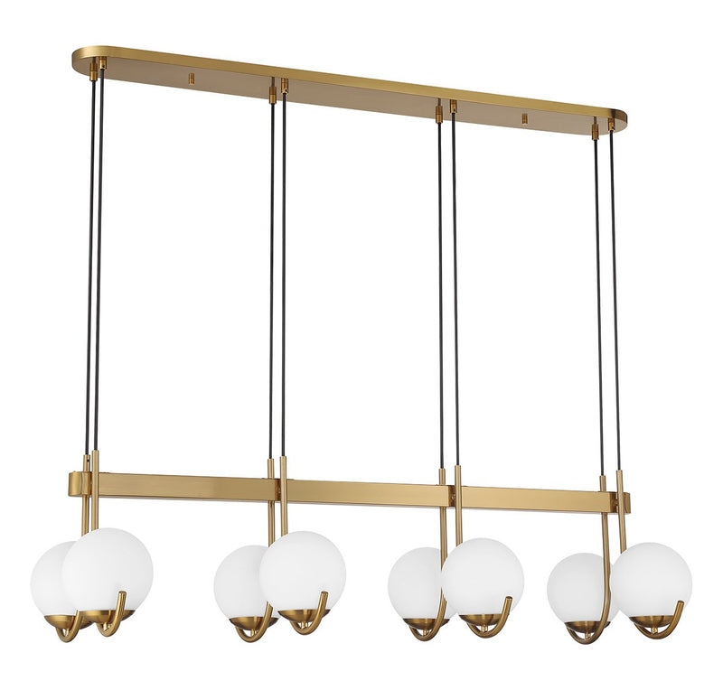 Lighting One E V6-L1-1347-8-322 Eight Light Linear Chandelier, Warm Brass