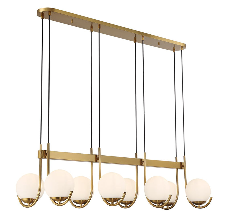 Lighting One E V6-L1-1347-8-322 Eight Light Linear Chandelier, Warm Brass