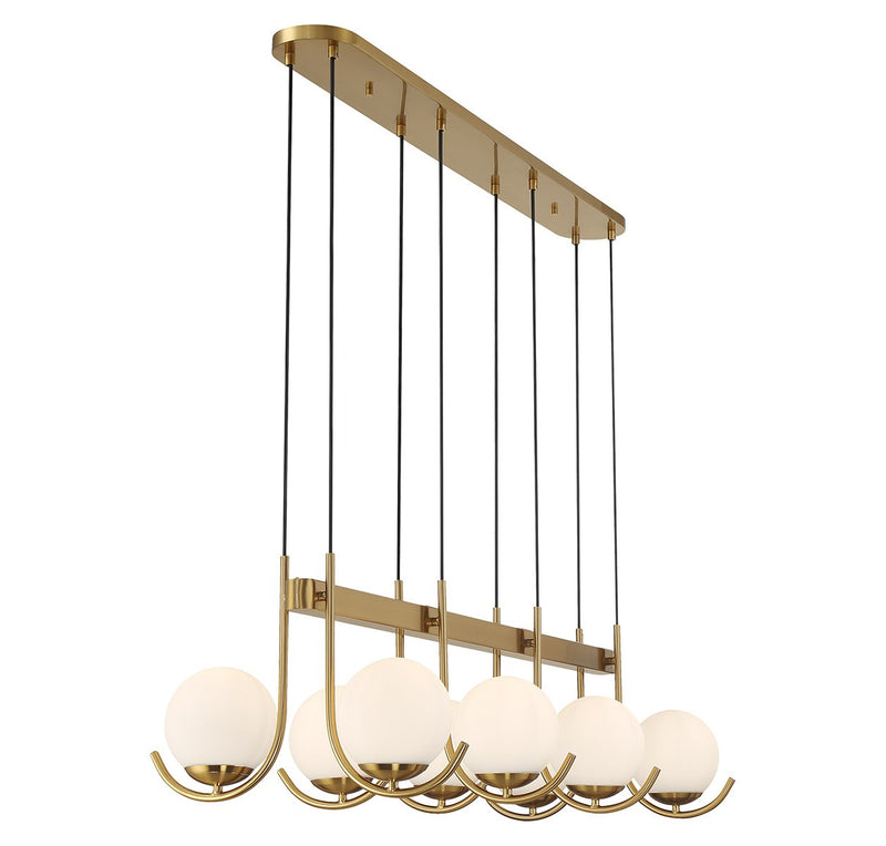 Lighting One E V6-L1-1347-8-322 Eight Light Linear Chandelier, Warm Brass