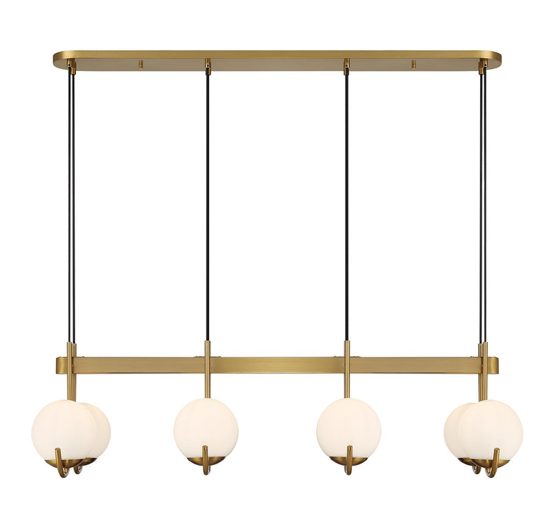 Lighting One E V6-L1-1347-8-322 Eight Light Linear Chandelier, Warm Brass