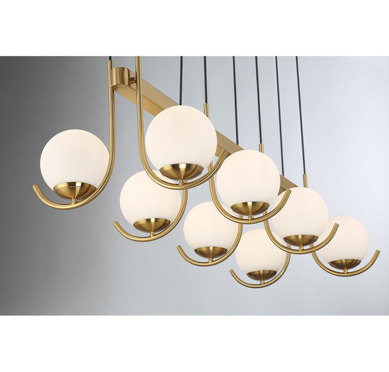 Lighting One E V6-L1-1347-8-322 Eight Light Linear Chandelier, Warm Brass