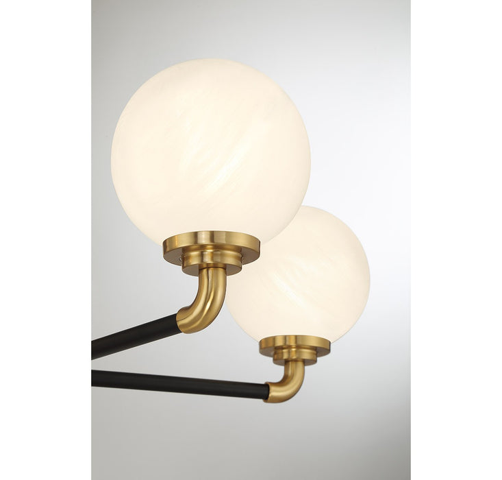 Lighting One E V6-L1-9605-5-143 Five Light Chandelier, Matte Black w/ Warm Brass