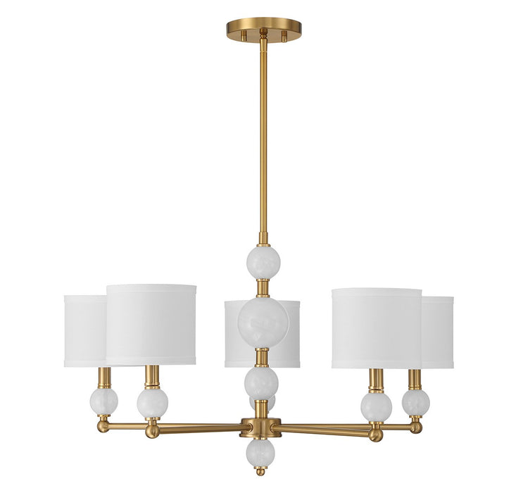 Lighting One E V6-L1-9722-5-322 Five Light Chandelier, Warm Brass