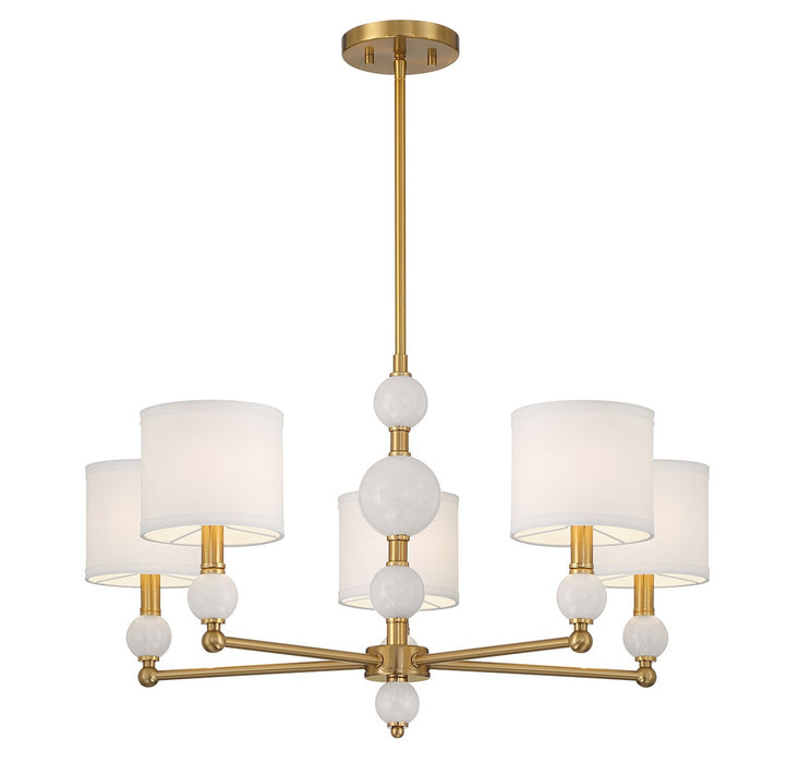 Lighting One E V6-L1-9722-5-322 Five Light Chandelier, Warm Brass