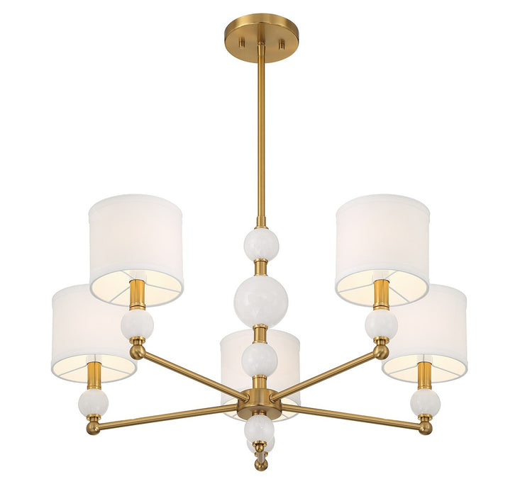 Lighting One E V6-L1-9722-5-322 Five Light Chandelier, Warm Brass