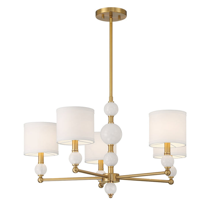 Lighting One E V6-L1-9722-5-322 Five Light Chandelier, Warm Brass