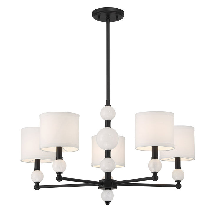 Lighting One E V6-L1-9722-5-89 Five Light Chandelier, Matte Black
