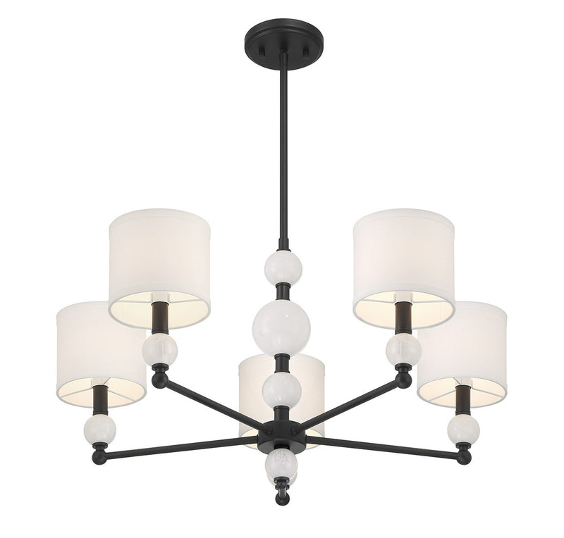 Lighting One E V6-L1-9722-5-89 Five Light Chandelier, Matte Black