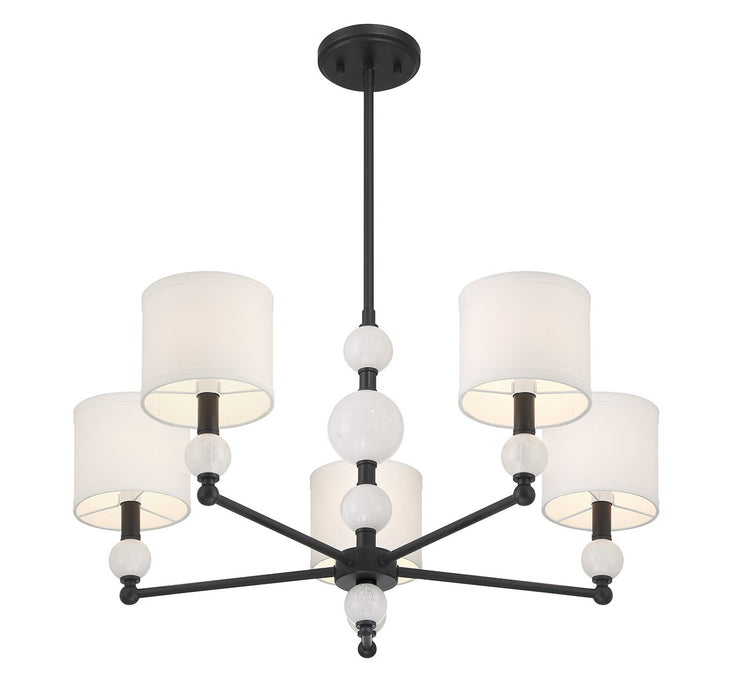 Lighting One E V6-L1-9722-5-89 Five Light Chandelier, Matte Black