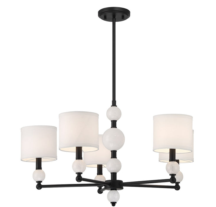 Lighting One E V6-L1-9722-5-89 Five Light Chandelier, Matte Black