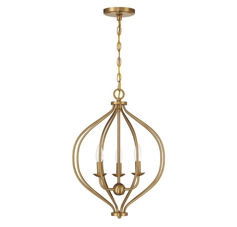 Lighting One E V6-L7-1297-3-322 Three Light Pendant, Warm Brass