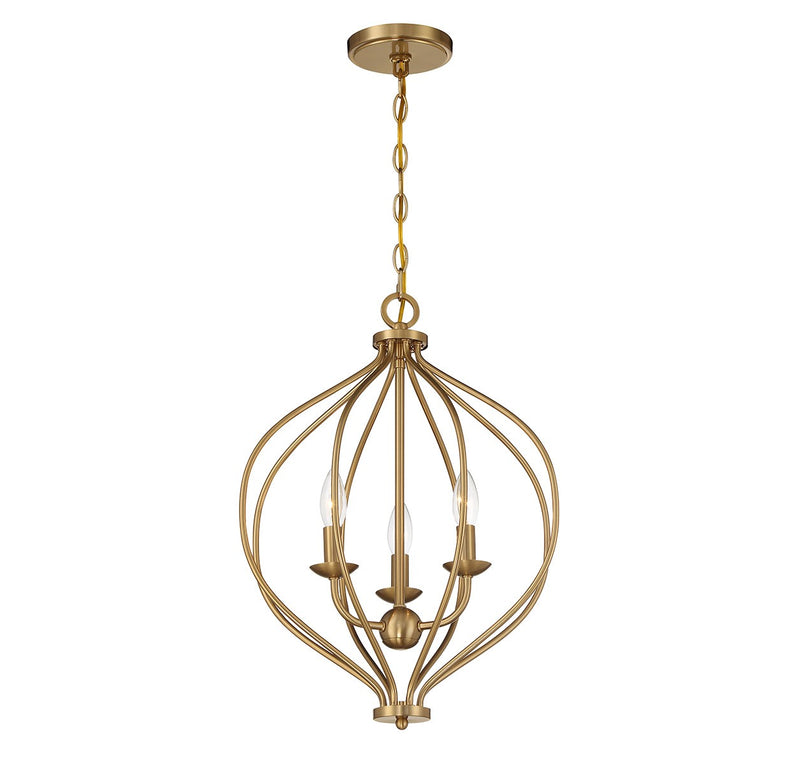 Lighting One E V6-L7-1297-3-322 Three Light Pendant, Warm Brass