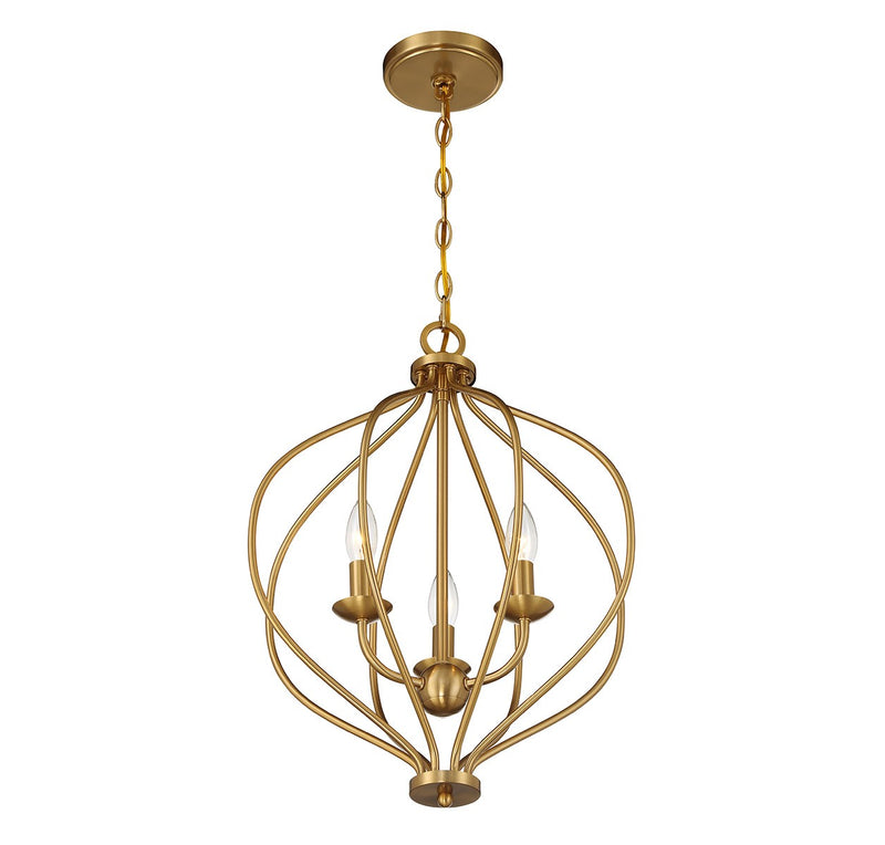 Lighting One E V6-L7-1297-3-322 Three Light Pendant, Warm Brass