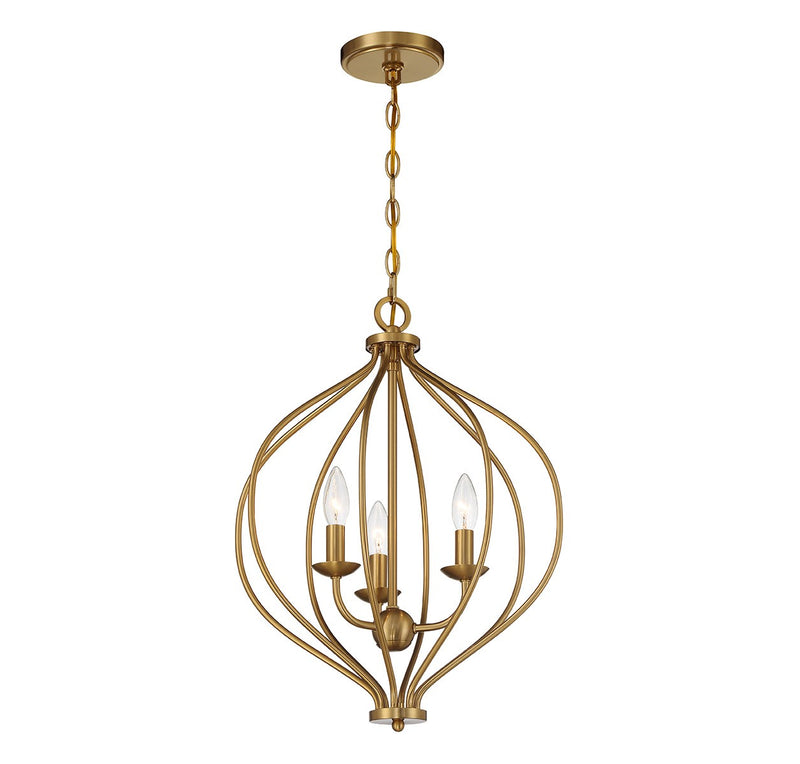 Lighting One E V6-L7-1297-3-322 Three Light Pendant, Warm Brass