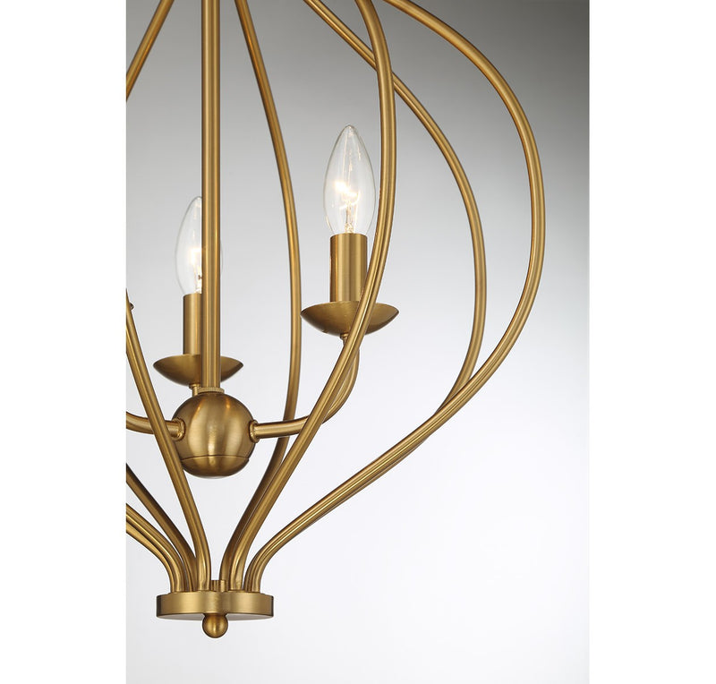 Lighting One E V6-L7-1297-3-322 Three Light Pendant, Warm Brass