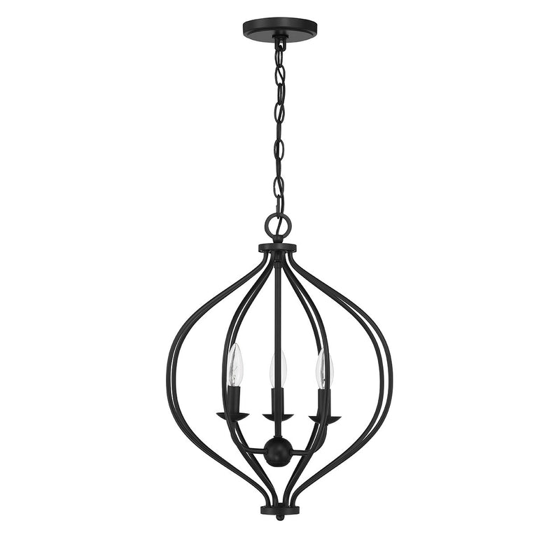 Lighting One E V6-L7-1297-3-89 Three Light Pendant, Matte Black