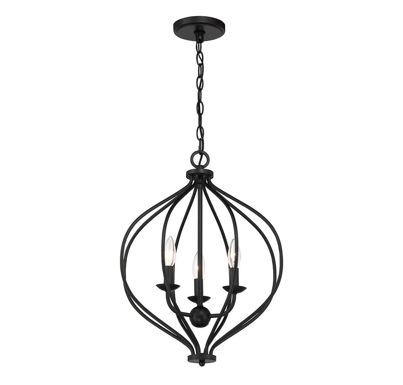 Lighting One E V6-L7-1297-3-89 Three Light Pendant, Matte Black