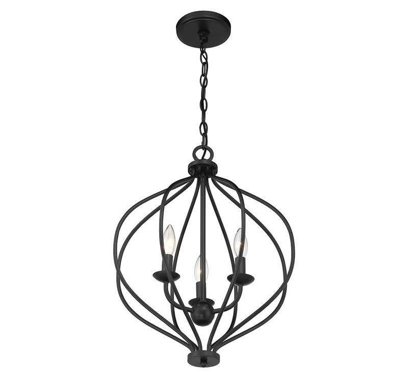 Lighting One E V6-L7-1297-3-89 Three Light Pendant, Matte Black