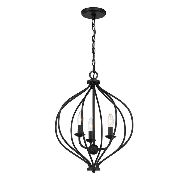 Lighting One E V6-L7-1297-3-89 Three Light Pendant, Matte Black