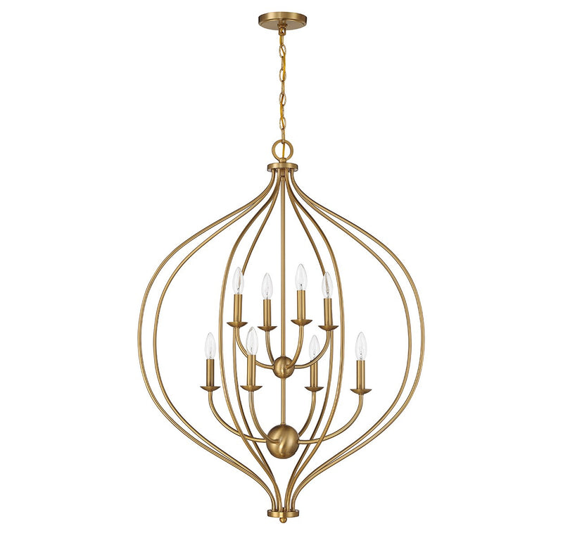Lighting One E V6-L7-1299-8-322 Eight Light Pendant, Warm Brass